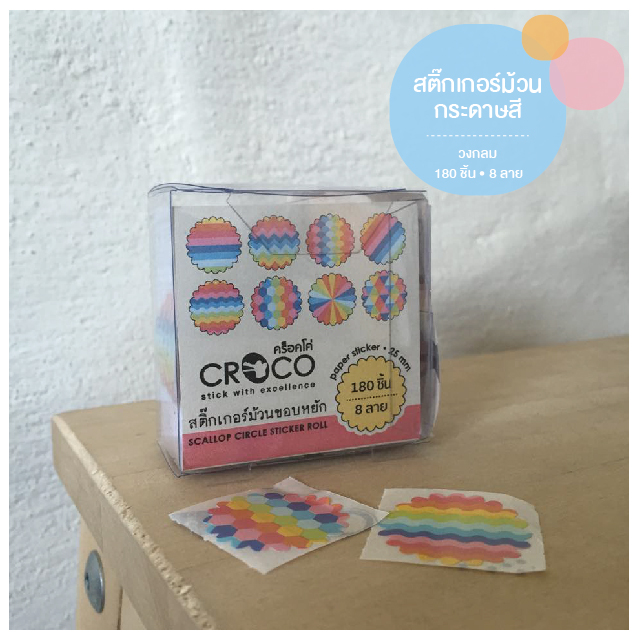 สติ๊กเกอร์กระดาษสี วงกลมขอบหยัก ลาย pattern สติ๊กเกอร์กระดาษสี วงกลมขอบหยัก ลาย pattern