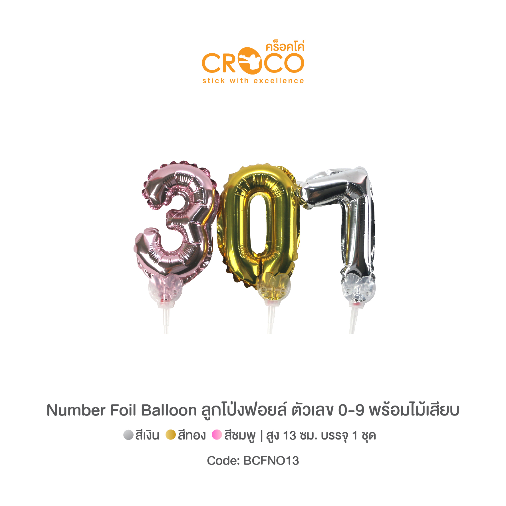 ลูกโป่งฟอยล์ตัวเลข 0-9